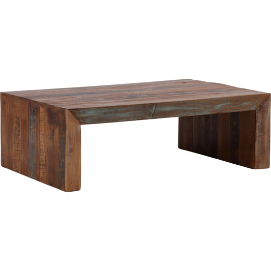 Sylvan Coffee Table by Arch & Plane in medium brown distressed paint. Made from reclaimed mango wood in a unique style.