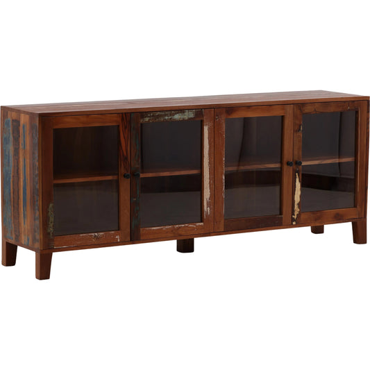 Persea Sideboard by Arch & Plane in medium brown distressed paint. Made from reclaimed mango wood in a unique style.