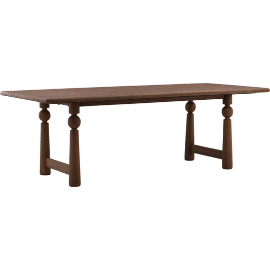Wheeler Dining Table by Arch & Plane in brown. Made from mango wood in a unique style.
