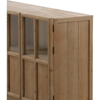 Eris Sideboard by Arch & Plane in brown. Made from reclaimed pine wood, glass in a unique style.