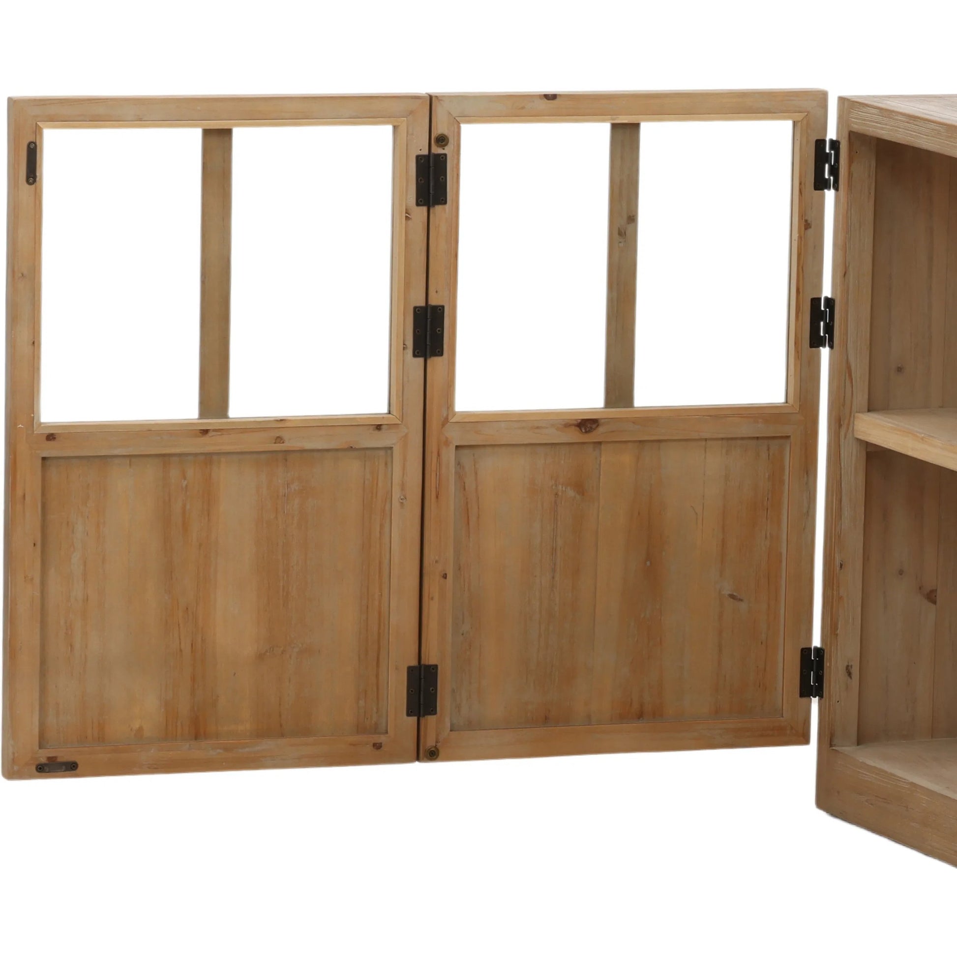 Eris Sideboard by Arch & Plane in brown. Made from reclaimed pine wood, glass in a unique style.