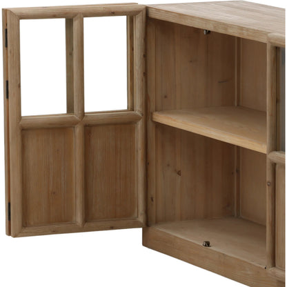 Eris Sideboard by Arch & Plane in brown. Made from reclaimed pine wood, glass in a unique style.