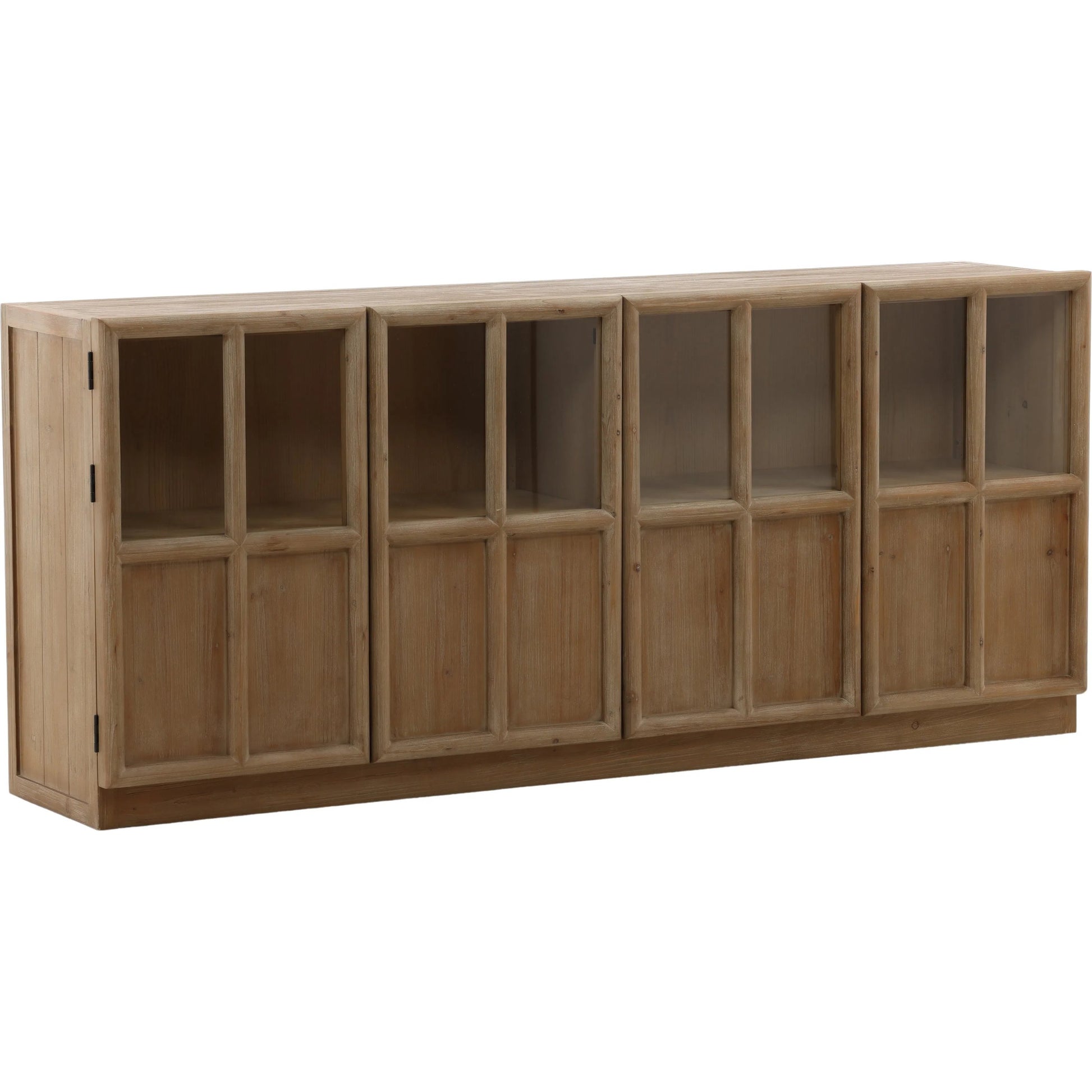 Eris Sideboard by Arch & Plane in brown. Made from reclaimed pine wood, glass in a unique style.