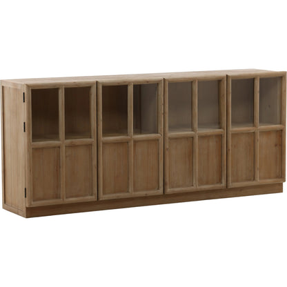 Eris Sideboard by Arch & Plane in brown. Made from reclaimed pine wood, glass in a unique style.