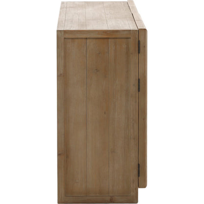 Eris Sideboard by Arch & Plane in brown. Made from reclaimed pine wood, glass in a unique style.