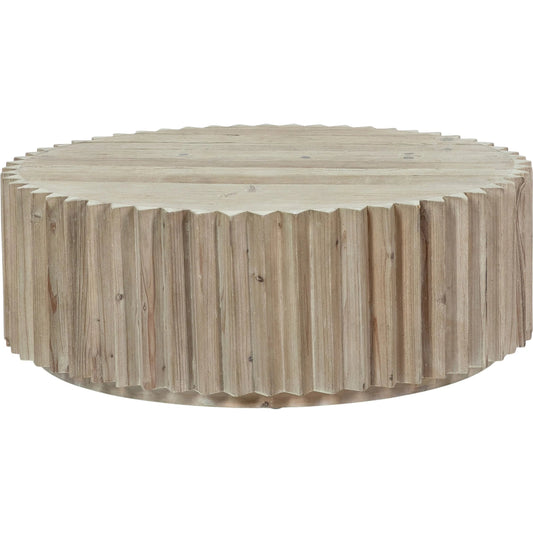 Hilda Reclaimed Pine Fluted Coffee Table by Arch & Plane in light brown wash. Made from reclaimed pine in a modern style.