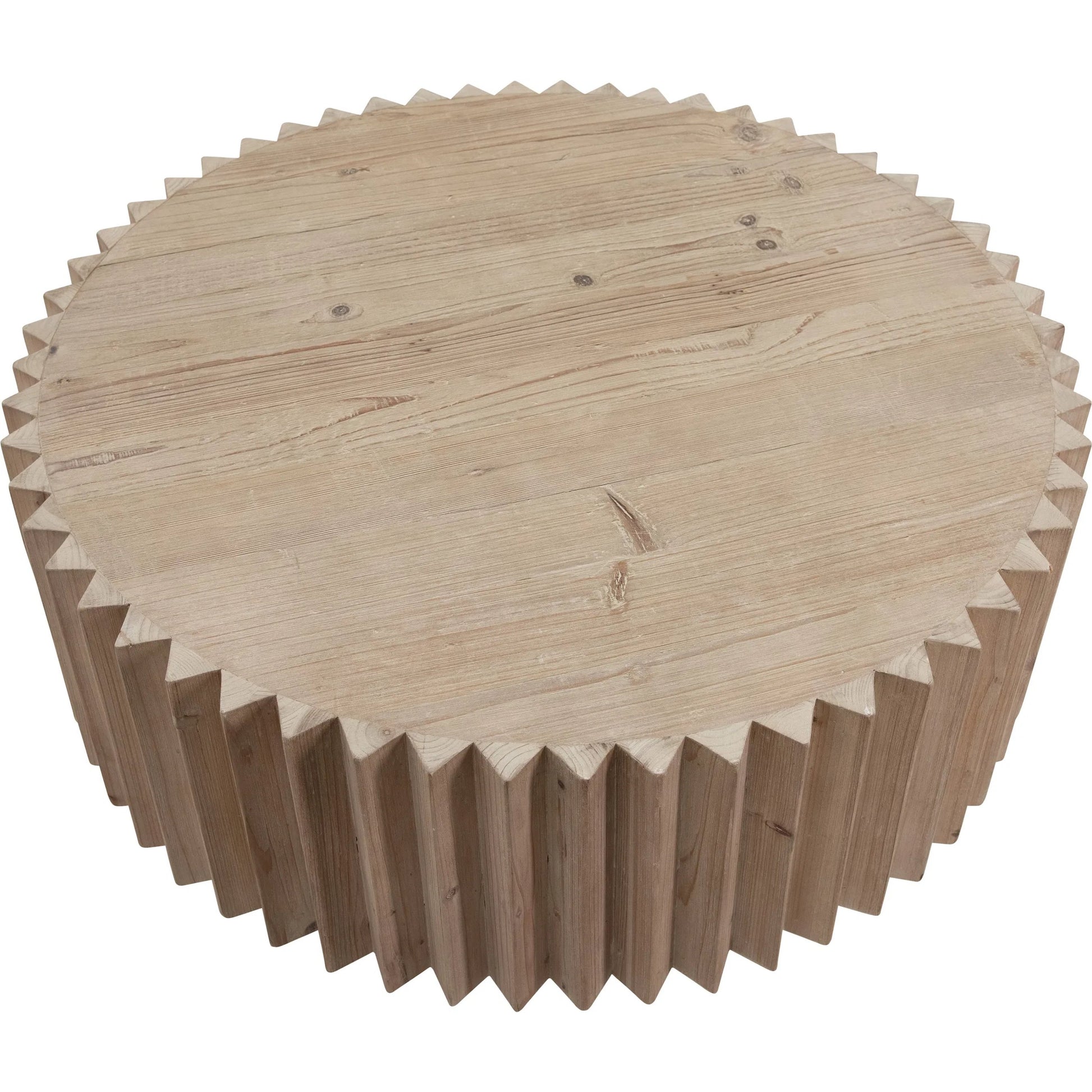 Alpha Reclaimed Pine Fluted Coffee Table by Arch & Plane in light brown wash. Made from reclaimed pine in a modern style.