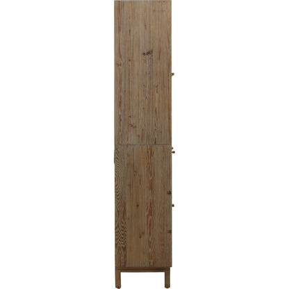 Makala Cabinet by Arch & Plane in warm brown wash. Made from reclaimed pine wood, glass, select hardwood in a unique style.