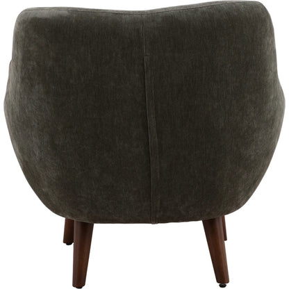 Imelda Occasional Chair by Arch & Plane in canna forest, brown. Made from chenille fabric, rubber wood in a unique style.