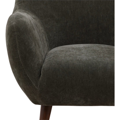 Imelda Occasional Chair by Arch & Plane in canna forest, brown. Made from chenille fabric, rubber wood in a unique style.