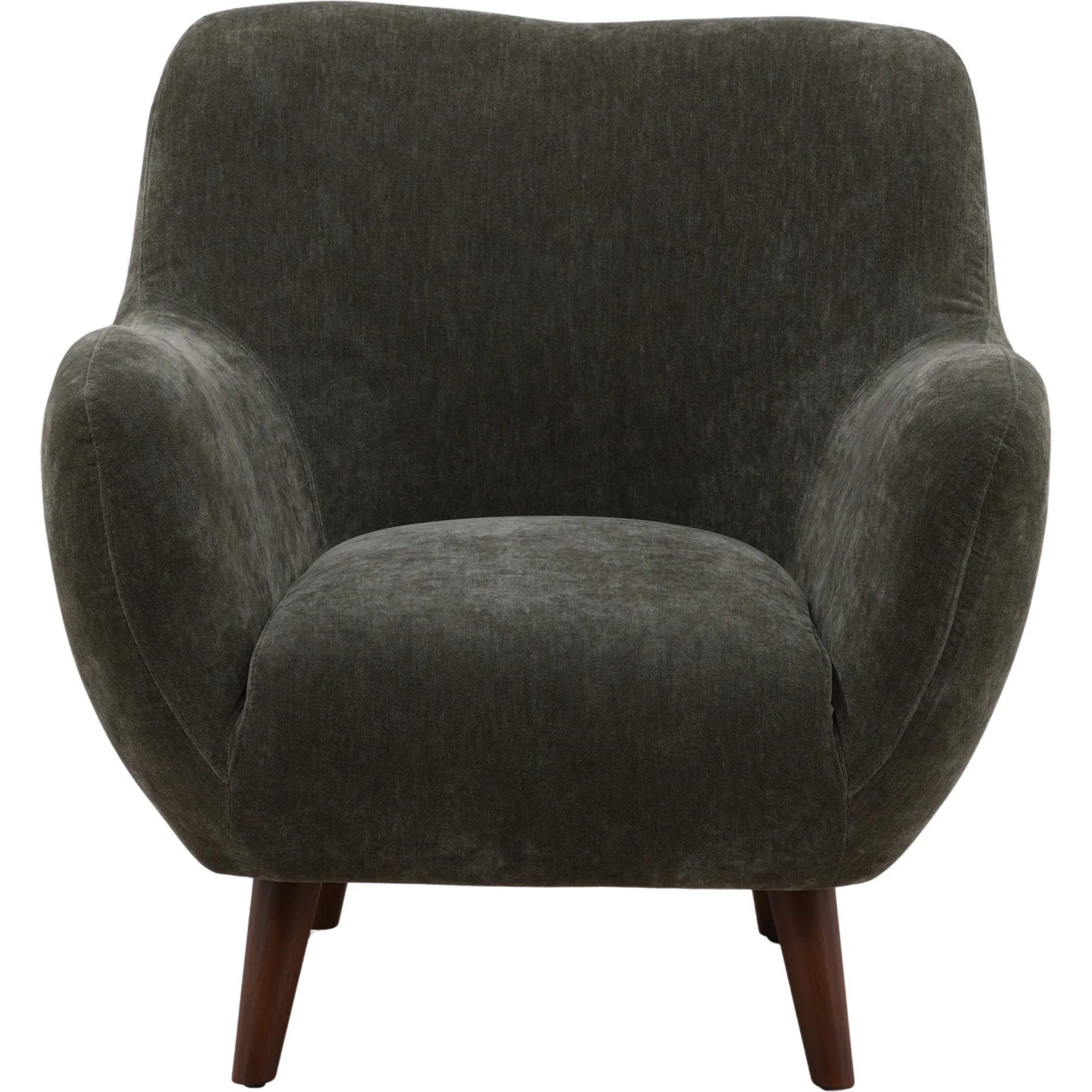 Imelda Occasional Chair by Arch & Plane in canna forest, brown. Made from chenille fabric, rubber wood in a unique style.