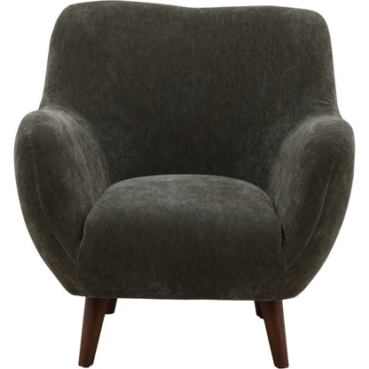 Imelda Occasional Chair by Arch & Plane in canna forest, brown. Made from chenille fabric, rubber wood in a unique style.