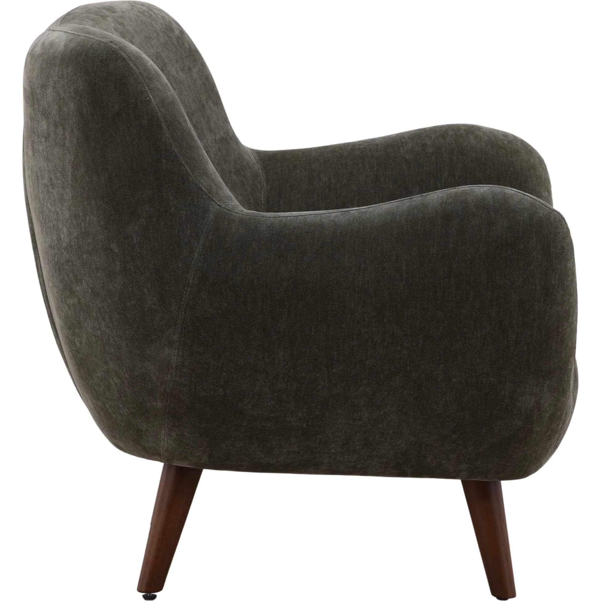 Imelda Occasional Chair by Arch & Plane in canna forest, brown. Made from chenille fabric, rubber wood in a unique style.