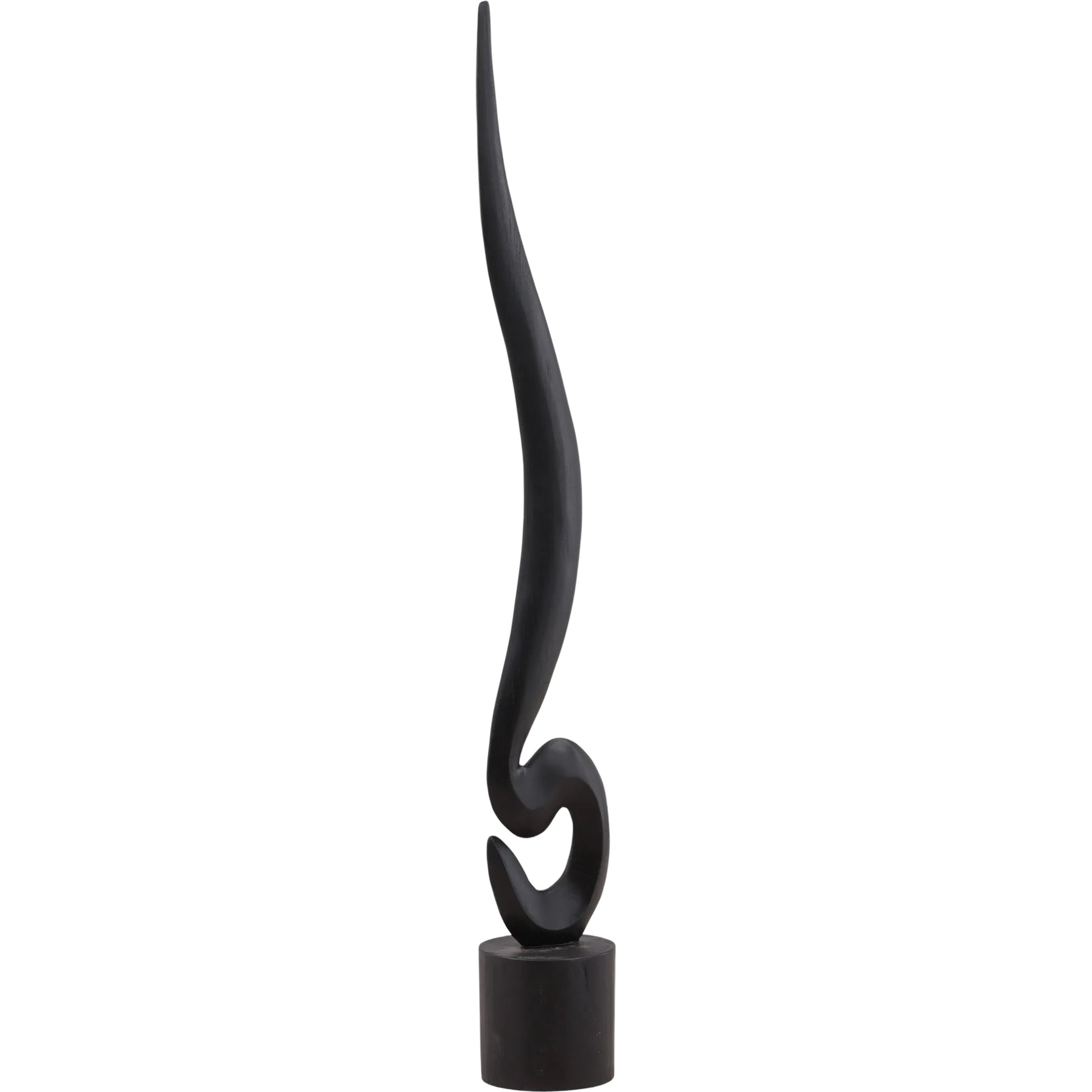 Della Sculpture by Arch & Plane in black. Made from teak in a unique style.