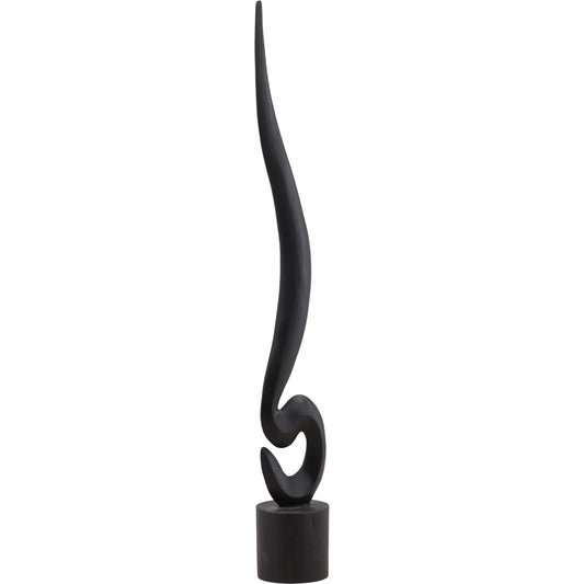 Della Sculpture by Arch & Plane in black. Made from teak in a unique style.