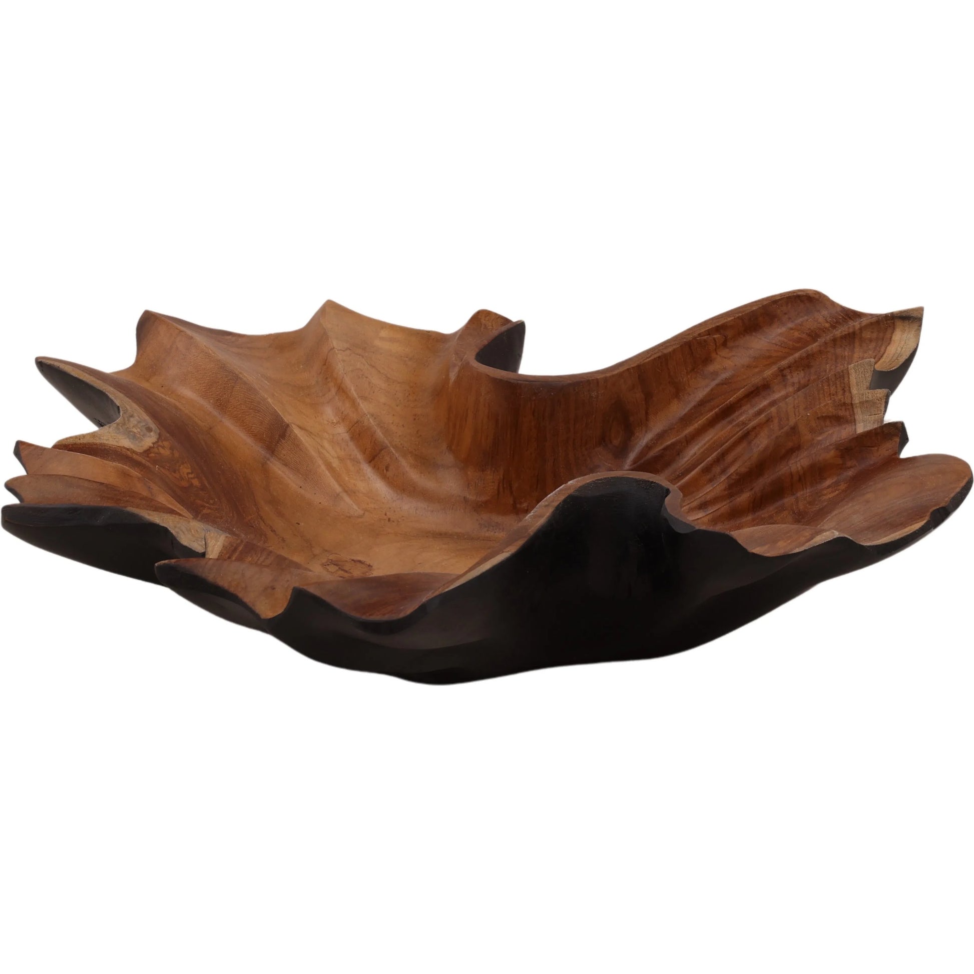 Lorine Bowl by Arch & Plane in black, natural. Made from teak in a unique style.