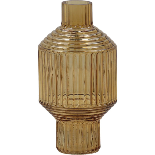 Tinsley Vase by Arch & Plane in amber. Made from glass in a unique style.