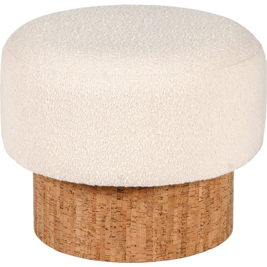 Jordon Stool by Arch & Plane in cream, natural. Made from boucle upholstery, acacia wood in a transitional style.