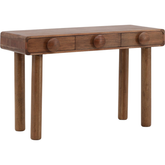 Rosie Desk by Arch & Plane in brown. Made from acacia wood in a unique style.