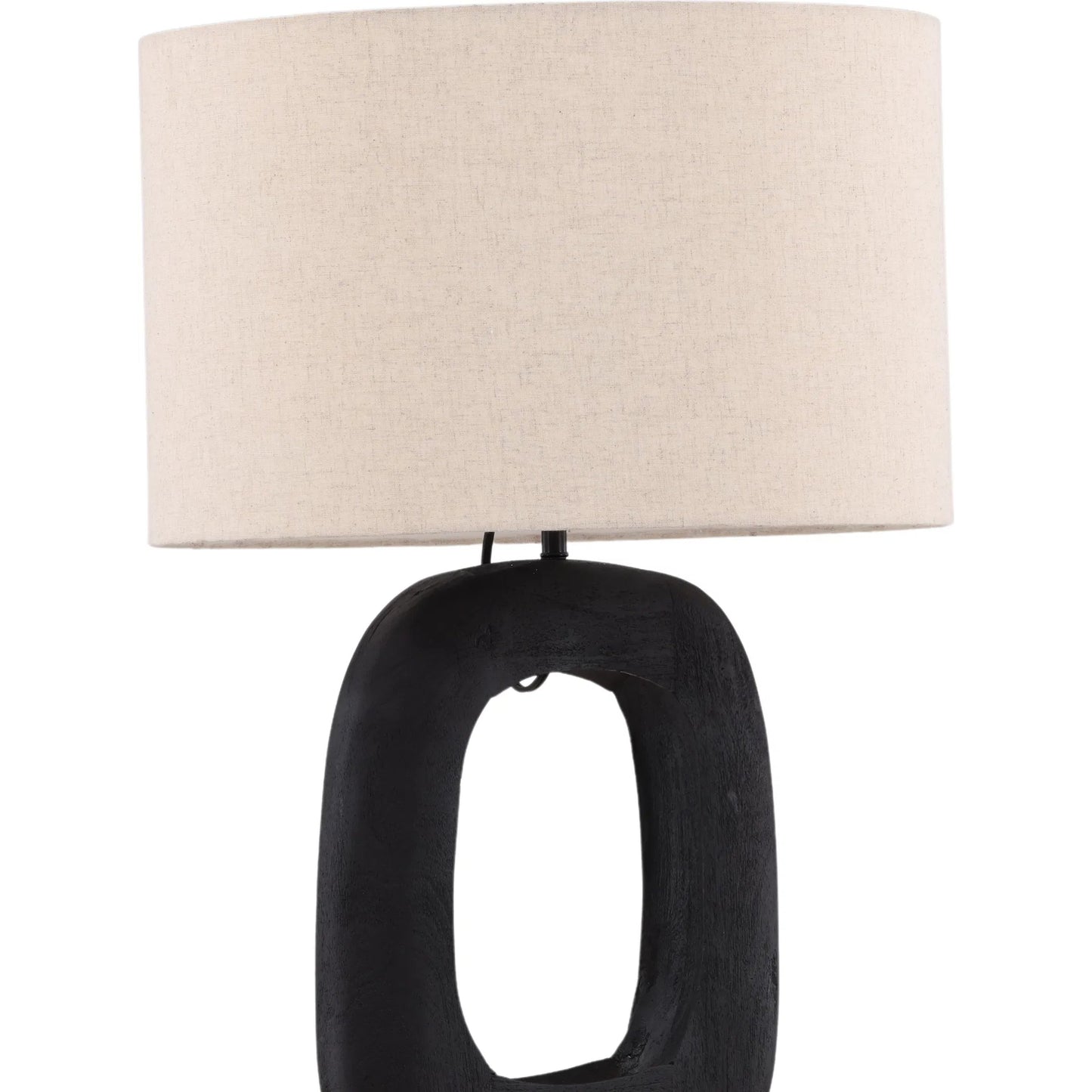 005 SI-2533025 | Closeup | Jules Floor Lamp Brown by Arch & Plane in black, beige. Made from mango wood, cotton linen shade in a unique style.