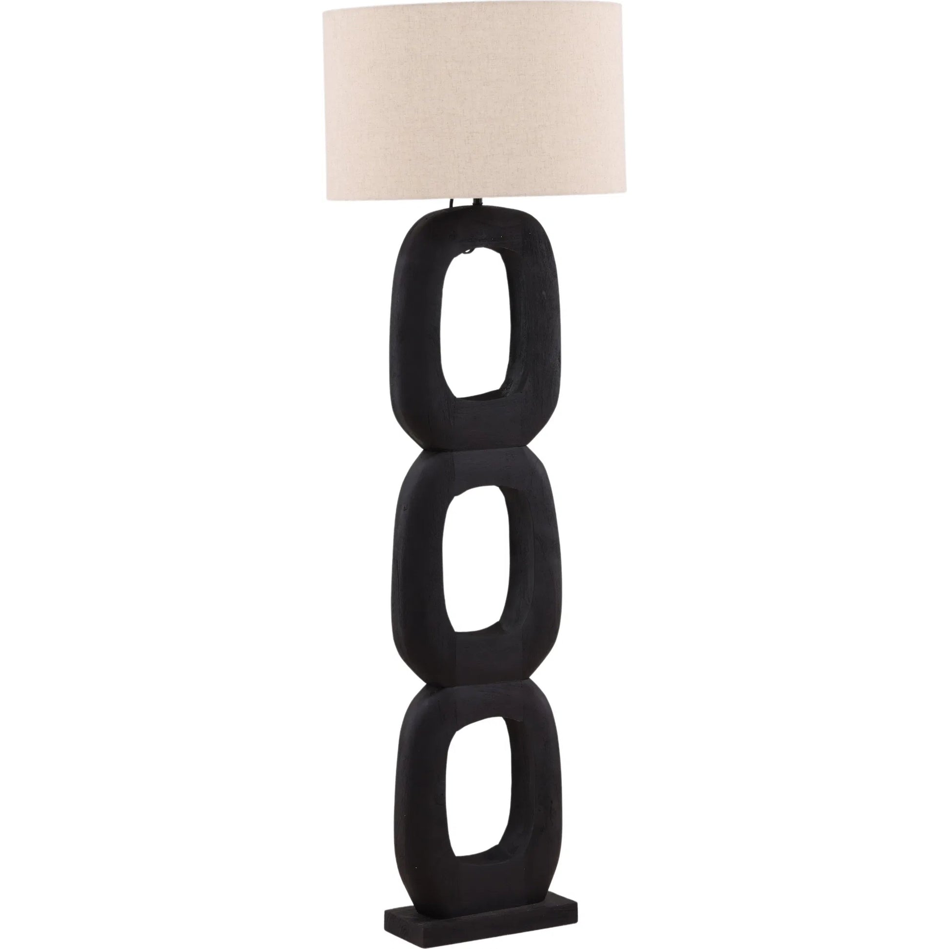 Jules Floor Lamp Brown by Arch & Plane in black, beige. Made from mango wood, cotton linen shade in a unique style.