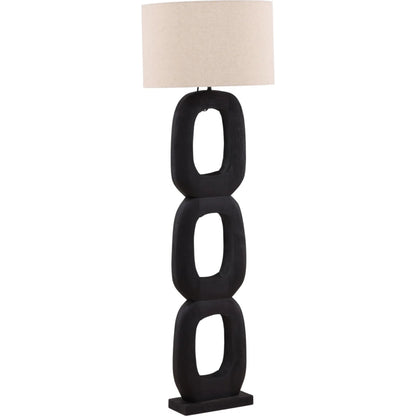 Jules Floor Lamp Brown by Arch & Plane in black, beige. Made from mango wood, cotton linen shade in a unique style.