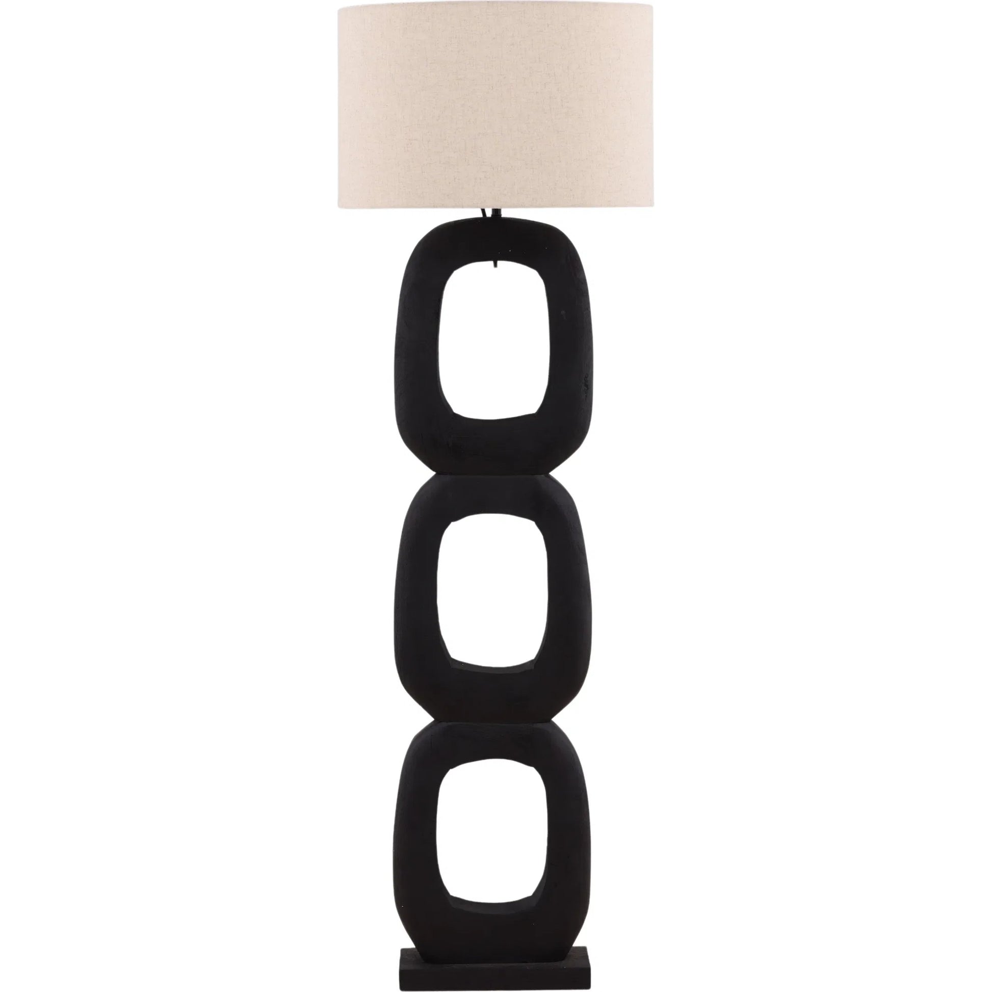 Jules Floor Lamp Brown by Arch & Plane in black, beige. Made from mango wood, cotton linen shade in a unique style.