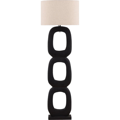 Jules Floor Lamp Brown by Arch & Plane in black, beige. Made from mango wood, cotton linen shade in a unique style.