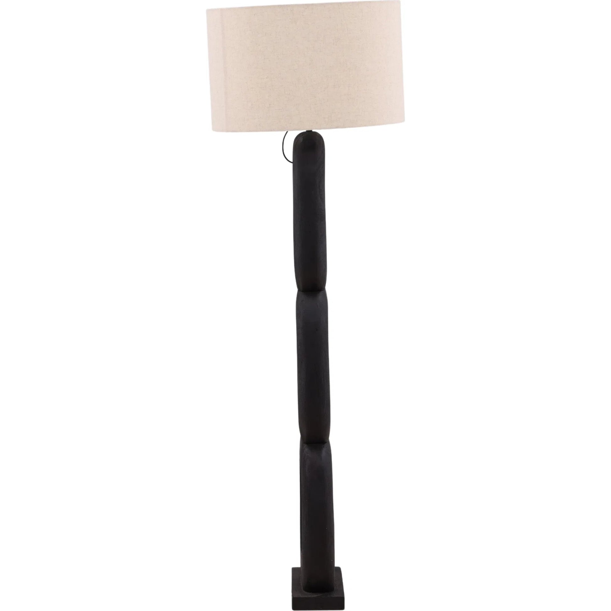 Jules Floor Lamp Brown by Arch & Plane in black, beige. Made from mango wood, cotton linen shade in a unique style.