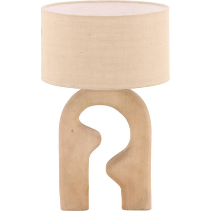 Jasen Table Lamp by Arch & Plane in natural, beige shade. Made from mango wood, jute shade in a transitional style.