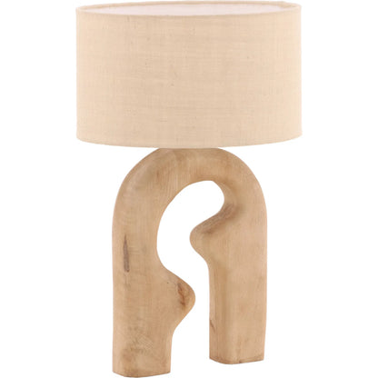 Jasen Table Lamp by Arch & Plane in natural, beige shade. Made from mango wood, jute shade in a transitional style.