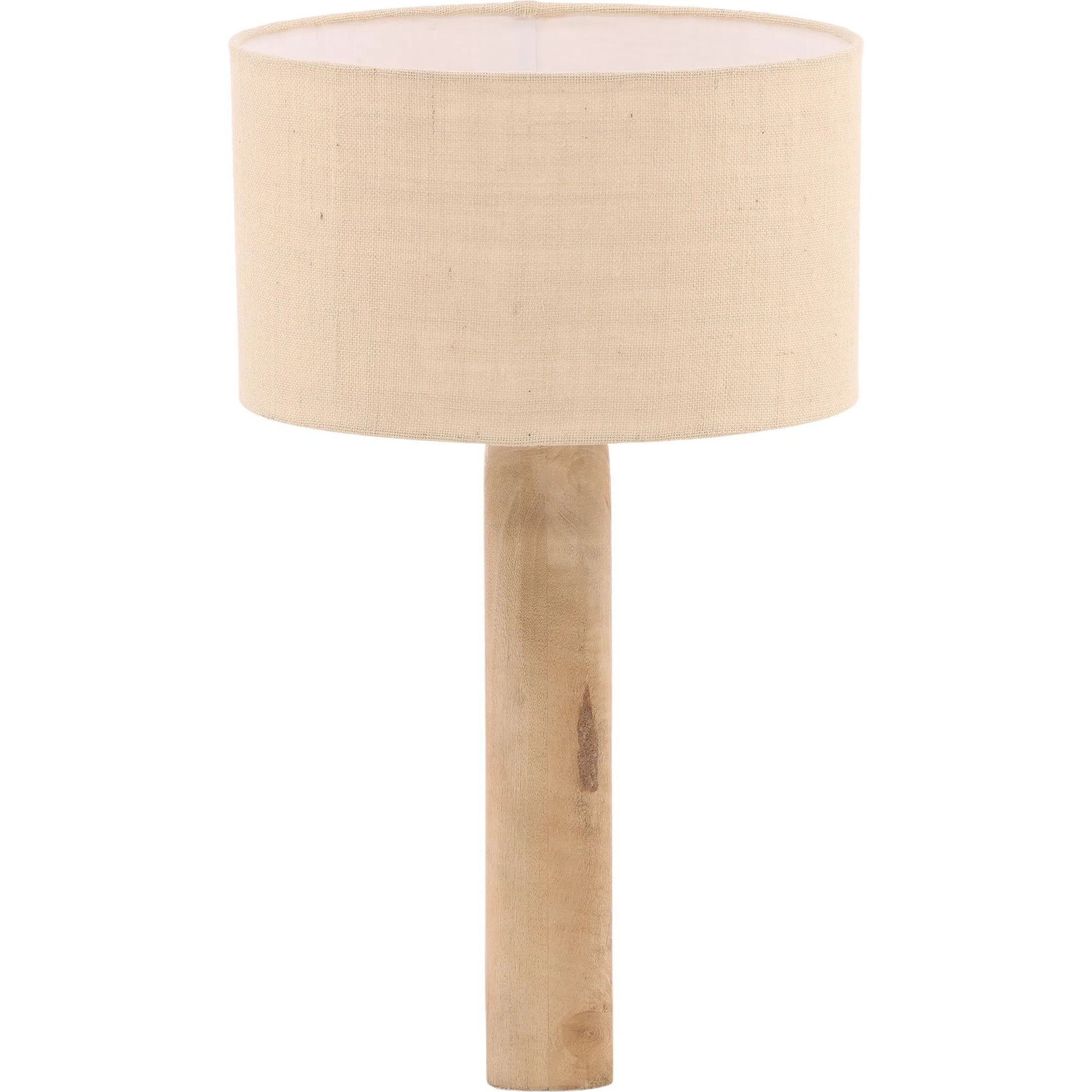 Jasen Table Lamp by Arch & Plane in natural, beige shade. Made from mango wood, jute shade in a transitional style.