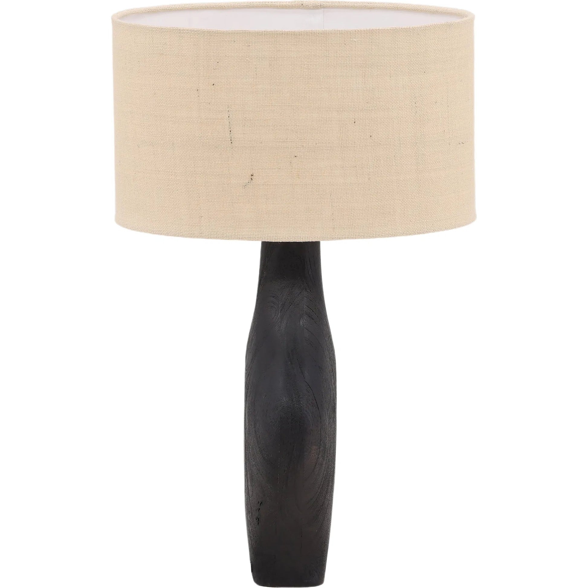 Scott Table Lamp by Arch & Plane in black, beige shade. Made from mango wood, jute shade in a modern style.