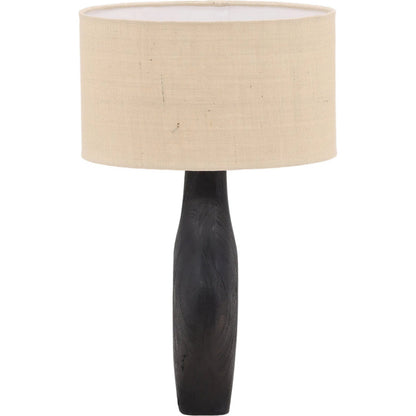 Scott Table Lamp by Arch & Plane in black, beige shade. Made from mango wood, jute shade in a modern style.