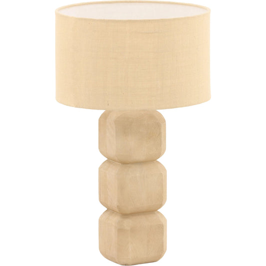 Novalie Table Lamp by Arch & Plane in natural, beige. Made from mango wood, jute shade in a unique style.