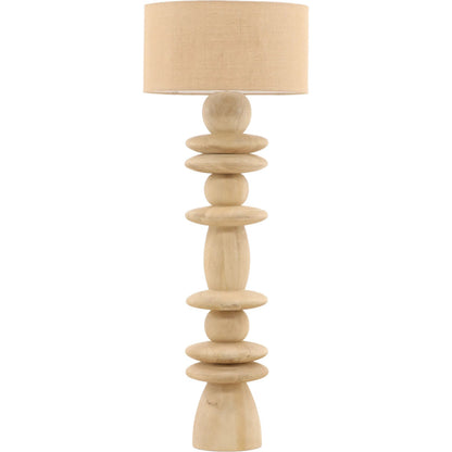 Dorothea Floor Lamp by Arch & Plane in natural. Made from mango wood, jute shade in a transitional style.