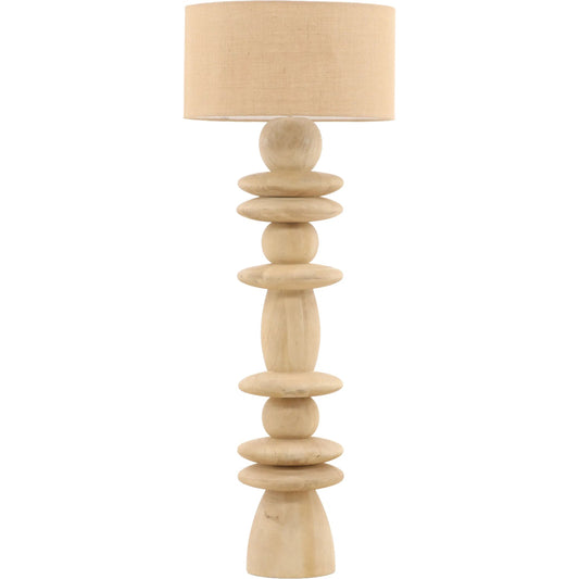 Bellerose Floor Lamp by Arch & Plane in natural. Made from mango wood, jute shade in a unique style.