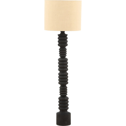 Davenport Floor Lamp by Arch & Plane in black, natural. Made from mango wood, jute shade in a unique style.
