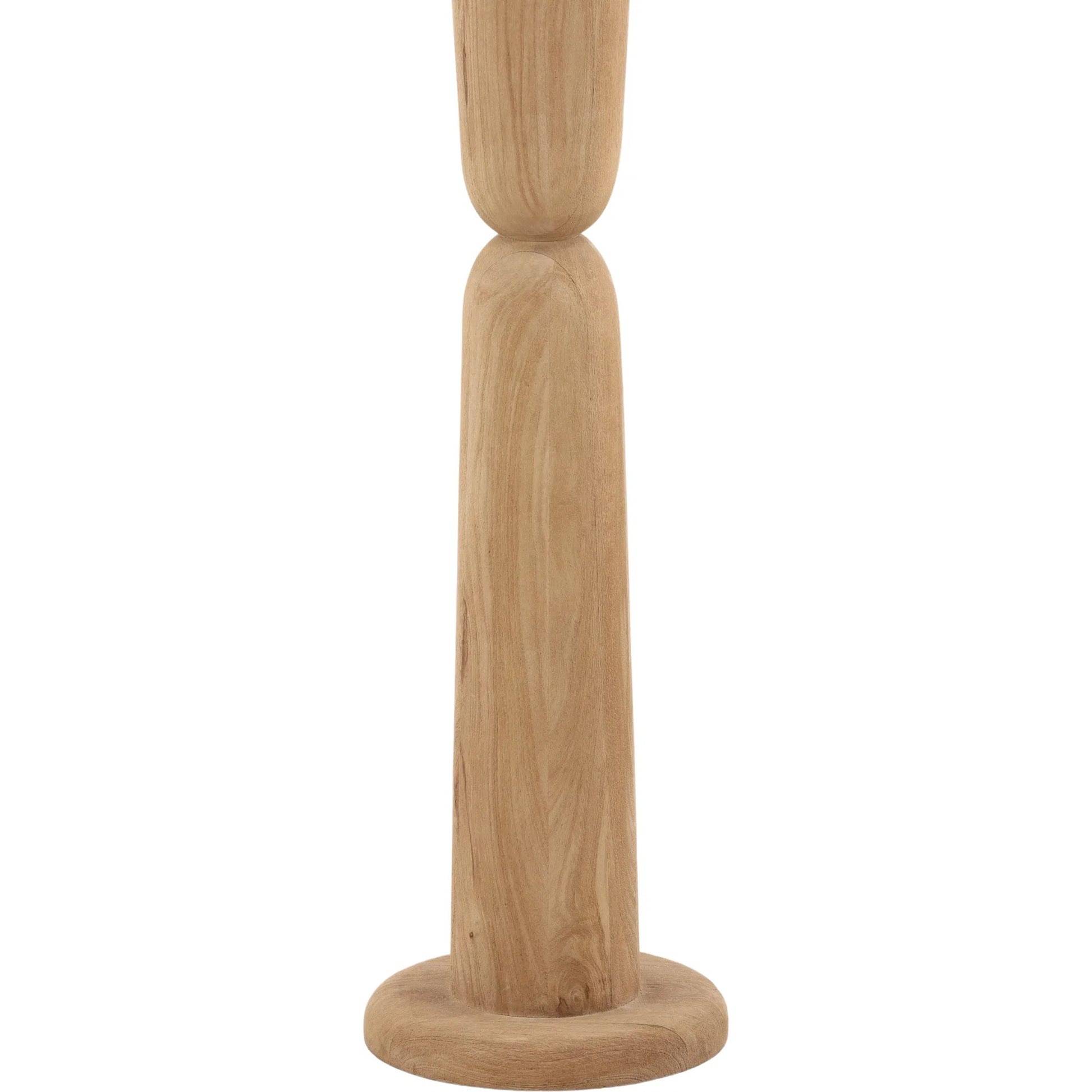 Enrico Floor Lamp by Arch & Plane in light brown, natural. Made from mango wood, raw silk shade in a transitional style.