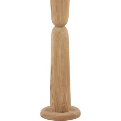 Enrico Floor Lamp by Arch & Plane in light brown, natural. Made from mango wood, raw silk shade in a transitional style.