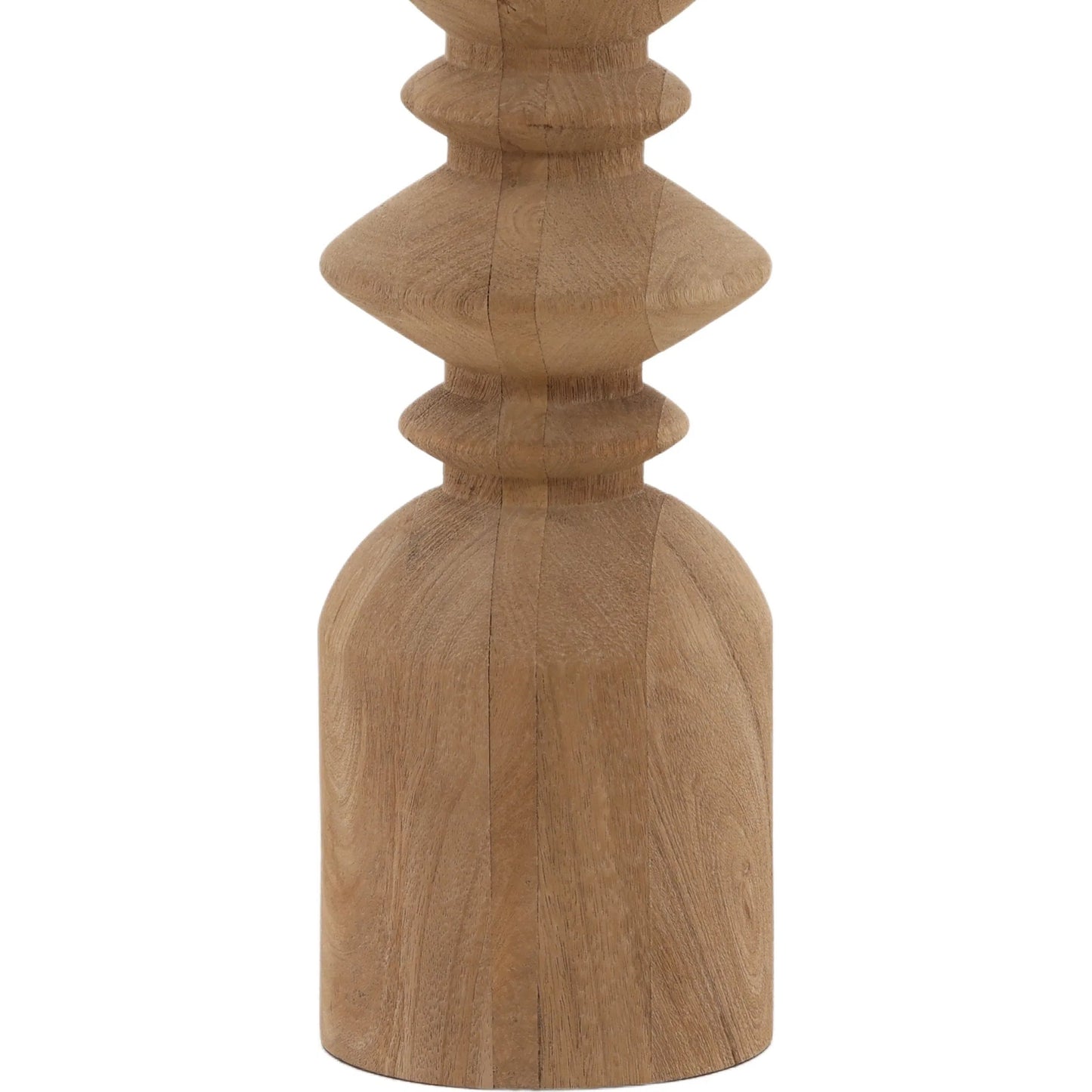 002 SI-2440740 | Closeup | Kody Table Lamp by Arch & Plane in light brown, natural. Made from mango wood, raw silk shade in a transitional style.