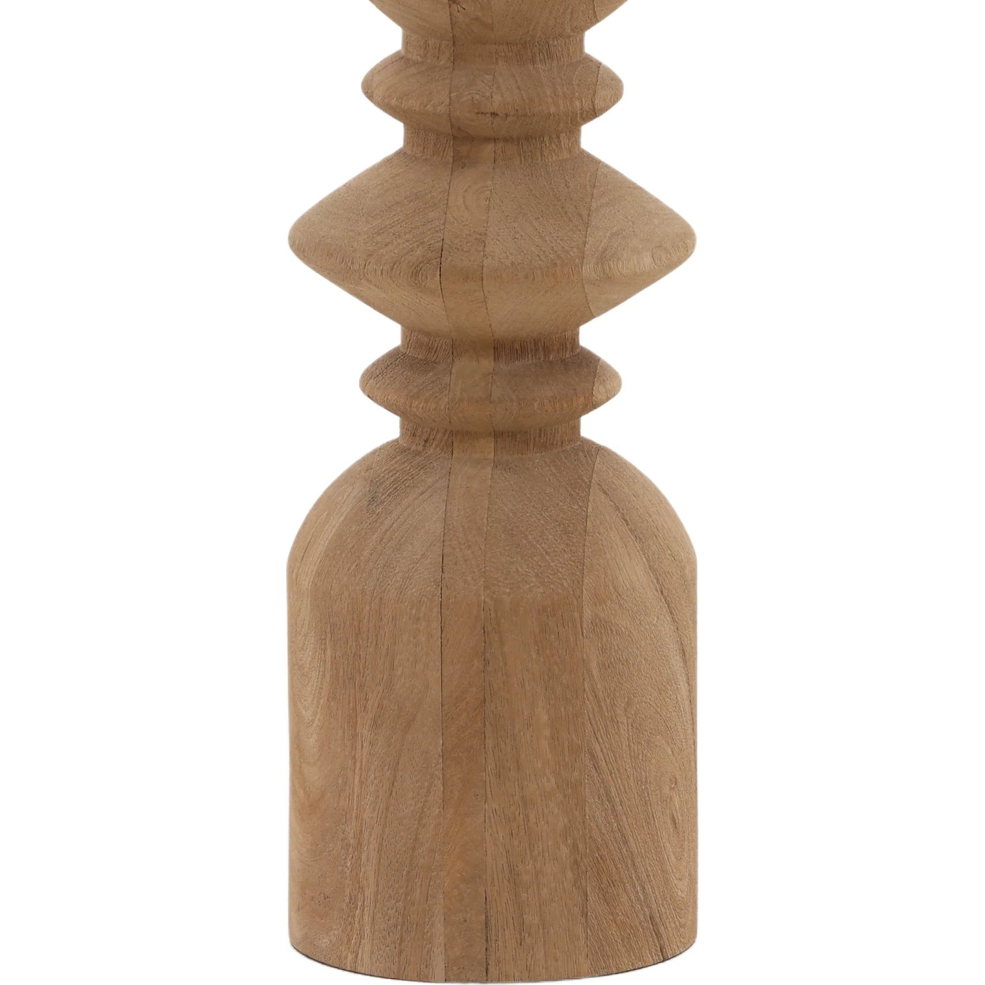 Kody Table Lamp by Arch & Plane in light brown, natural. Made from mango wood, raw silk shade in a transitional style.