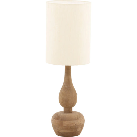 Noir Table Lamp by Arch & Plane in light brown, natural. Made from mango wood, raw silk shade in a unique style.