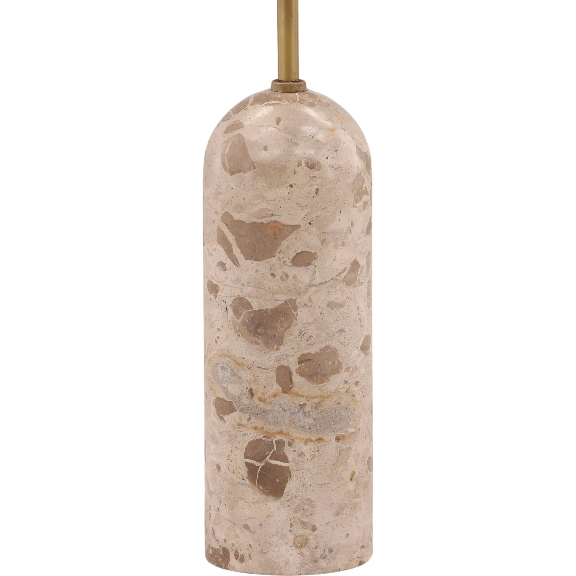 Caitlyn Floor Lamp by Arch & Plane in natural stone, cream shade, antique brass metal. Made from panther marble, raw silk shade in a unique style.