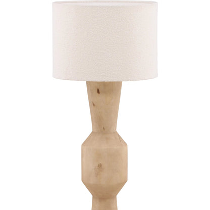 Genevieve Floor Lamp by Arch & Plane in natural, cream. Made from mango wood, boucle shade in a unique style.