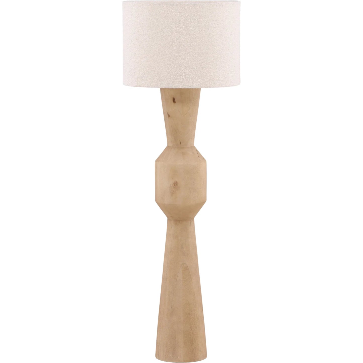 001 SI-2533030 | Primary Silo | Genevieve Floor Lamp by Arch & Plane in natural, cream. Made from mango wood, boucle shade in a unique style.