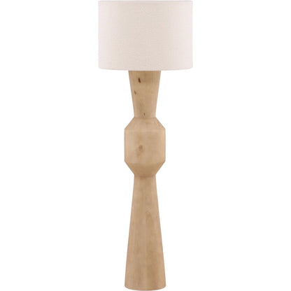 Genevieve Floor Lamp by Arch & Plane in natural, cream. Made from mango wood, boucle shade in a unique style.