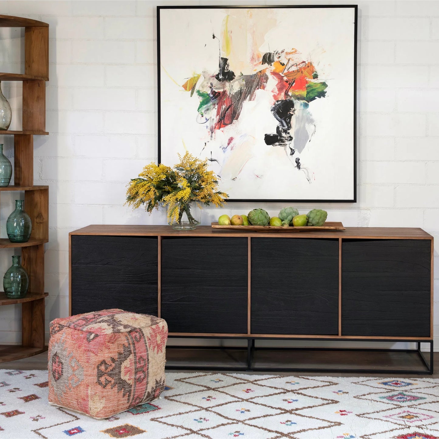 007 SI-2075398 | Lifestyle | Nolan Teak Sideboard by Arch & Plane in brown, black and natural teak with antique black panels, base finish. Made from teak wood, iron in a modern style.