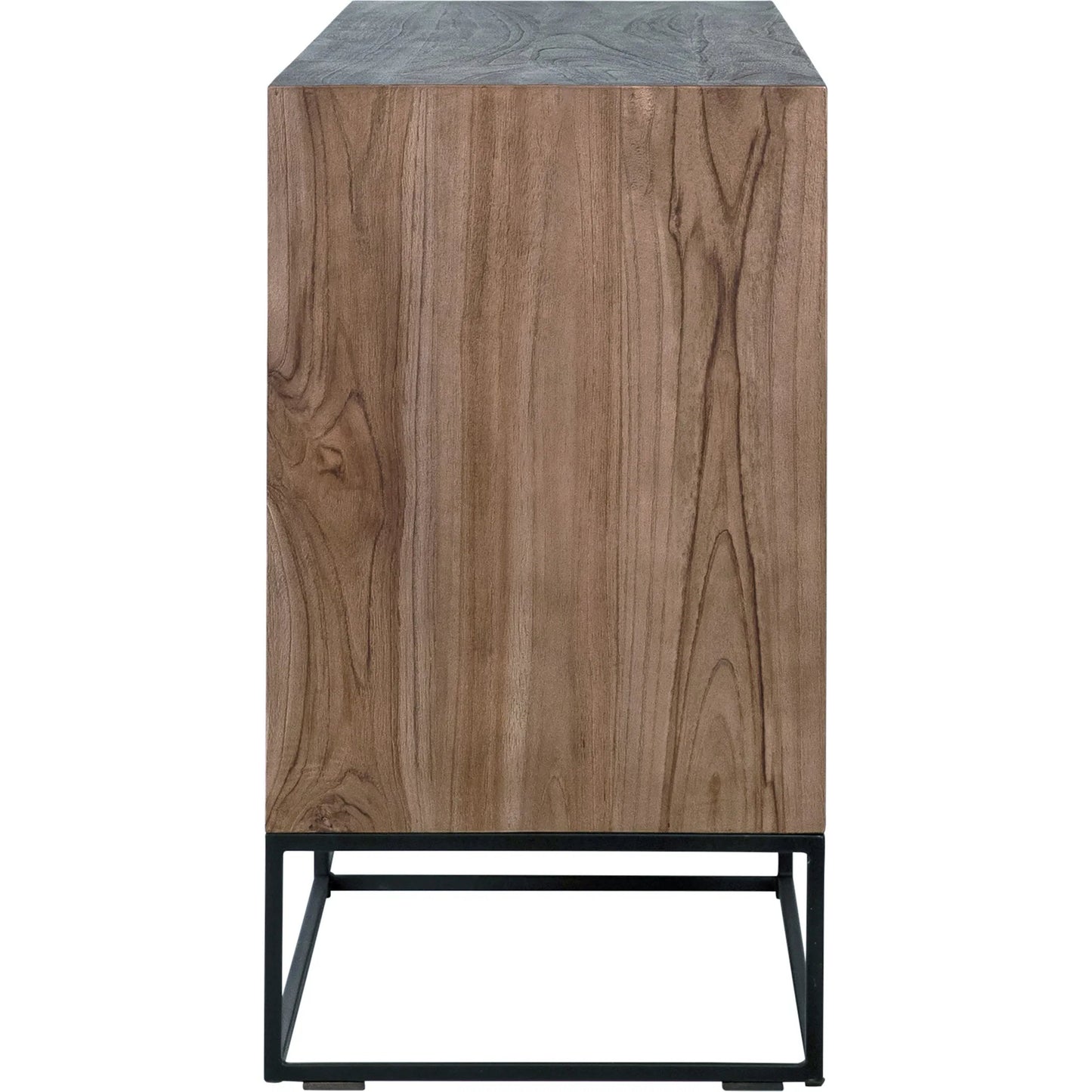 003 SI-2075398 | Additional Silo | Nolan Teak Sideboard by Arch & Plane in brown, black and natural teak with antique black panels, base finish. Made from teak wood, iron in a modern style.
