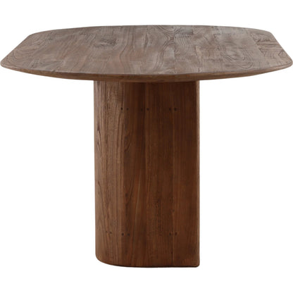 Kami Dining Table by Arch & Plane in brown. Made from mindi wood in a transitional style.